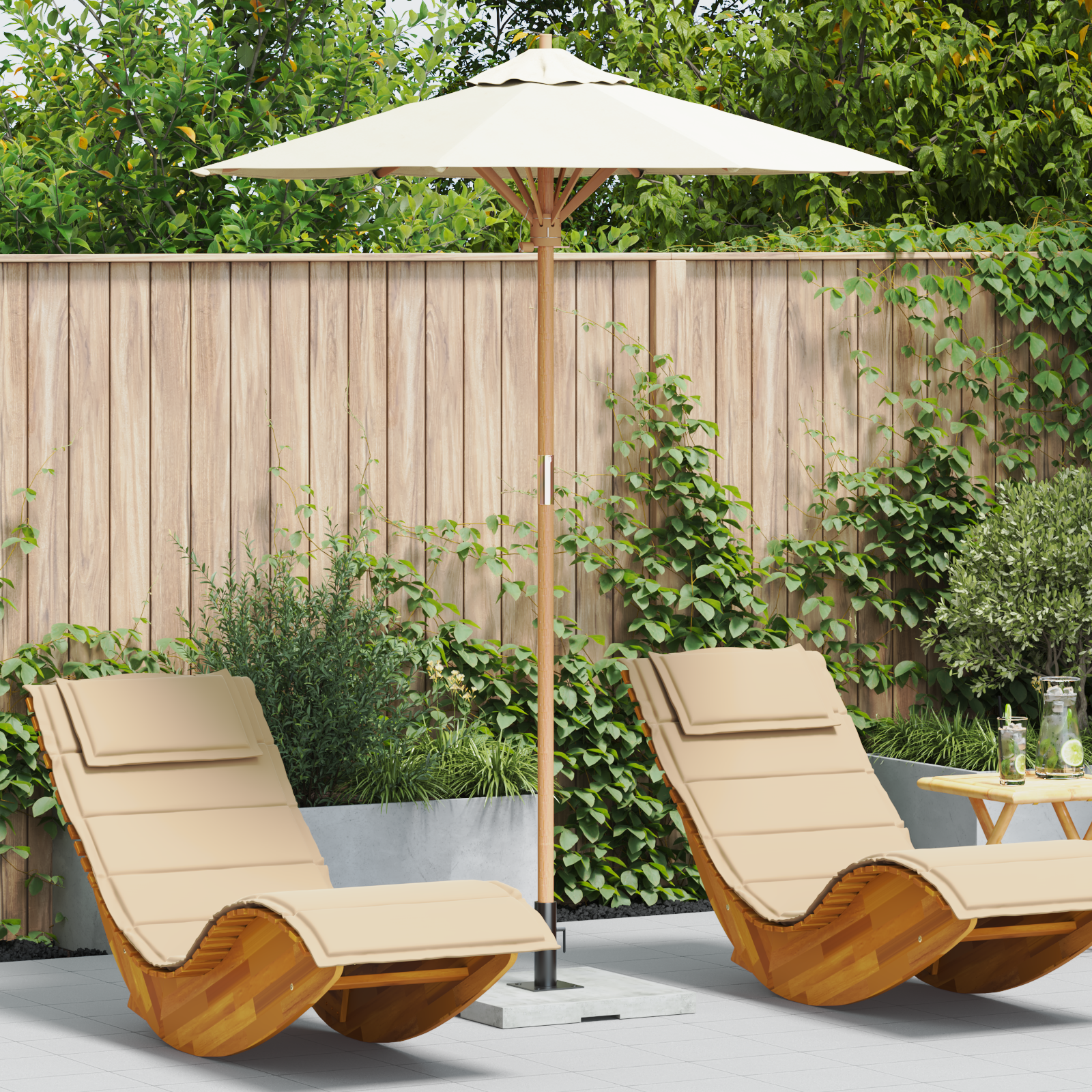 foto del prodotto ombrello da giardino bianco panna 180x230 cm bamb 
