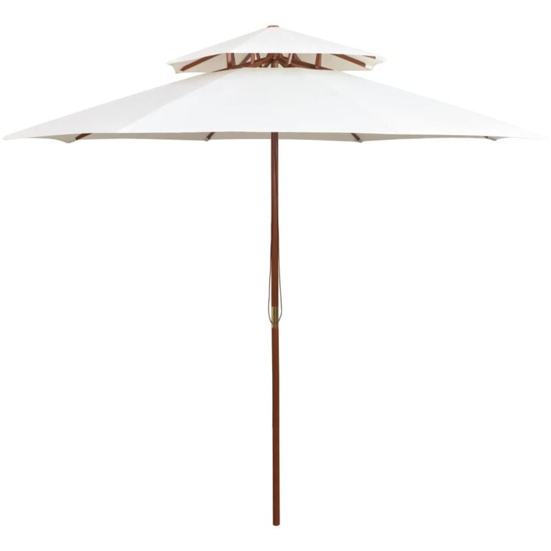 foto del prodotto ombrellone 2 livelli 270x270 cm con palo in legno bianco crema