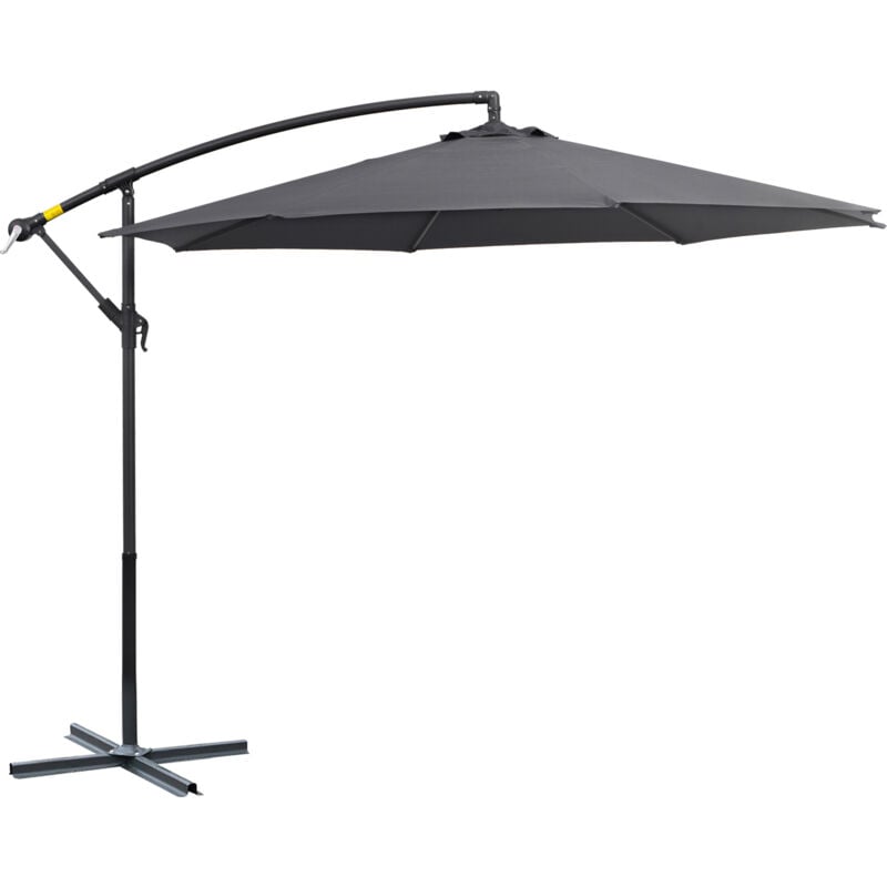 foto del prodotto ombrellone 3x2.5 m da giardino a braccio inclinabile grigio outsunny