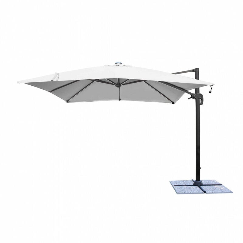 foto del prodotto ombrellone 3x4 mt con struttura in alluminio e pannello solare con luci led lumus darkgray