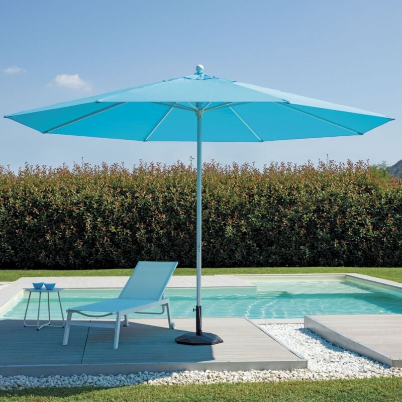 foto del prodotto ombrellone 4 metri in alluminio anodizzato per giardini, lidi, bar azzurro, uso domestico e professionale
