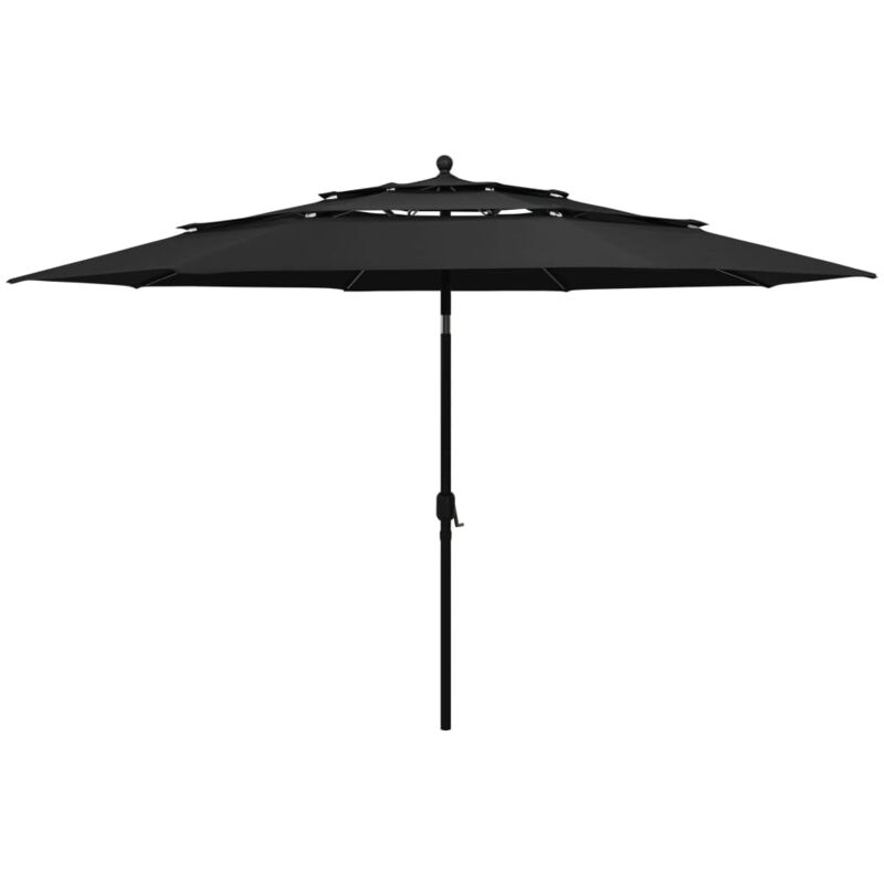 foto del prodotto ombrellone a 3 livelli con palo in alluminio nero 3,5 m