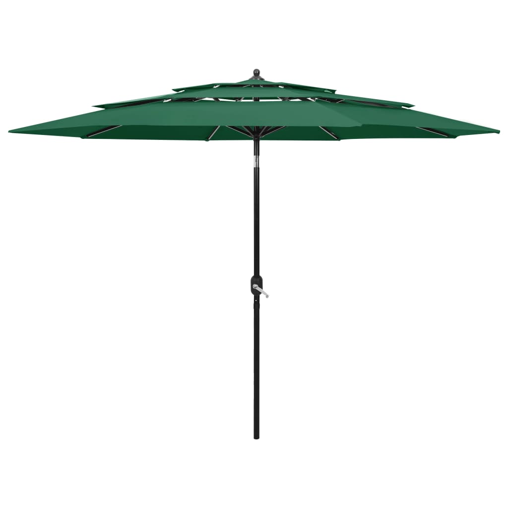 foto del prodotto ombrellone a 3 livelli con palo in alluminio verde 3 m cod mxl 9129