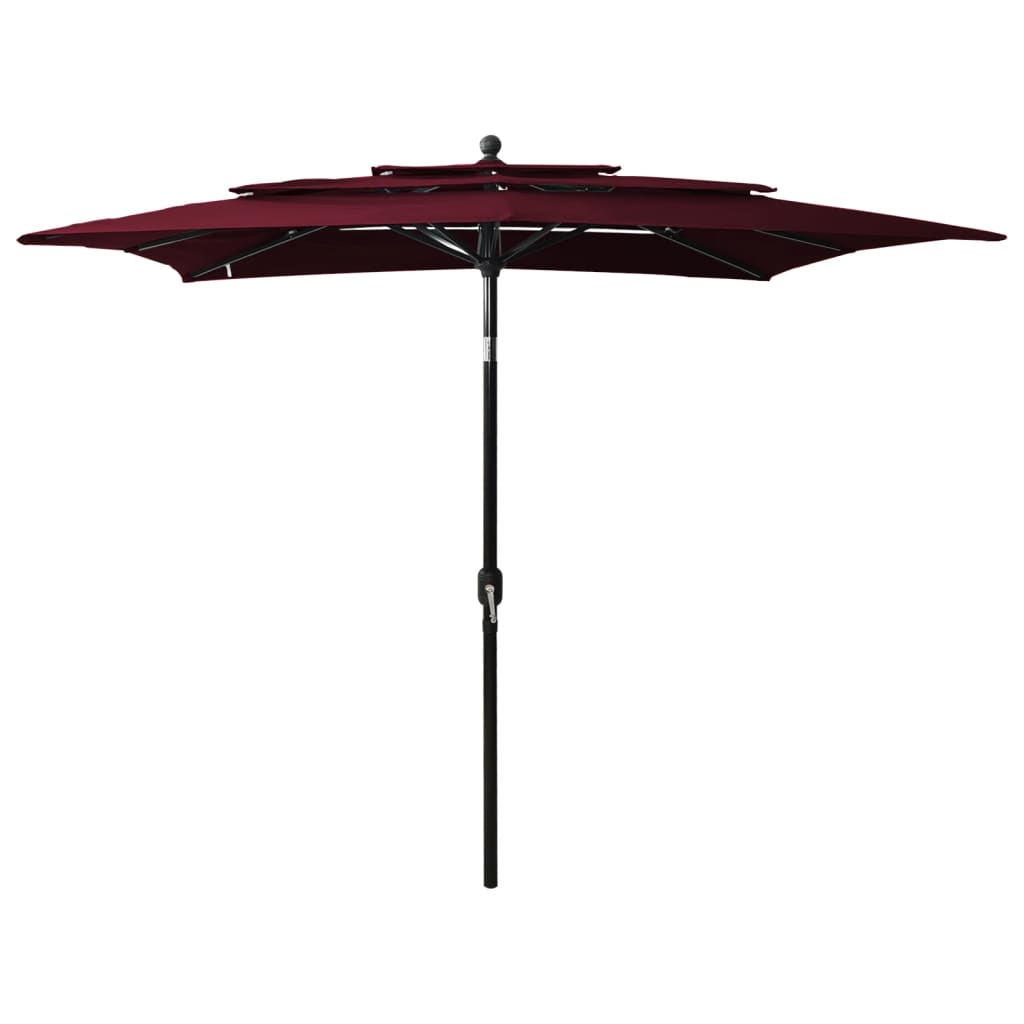 foto del prodotto ombrellone a 3 livelli palo in alluminio rosso bord 2,5x2,5 m cod mxl 15969