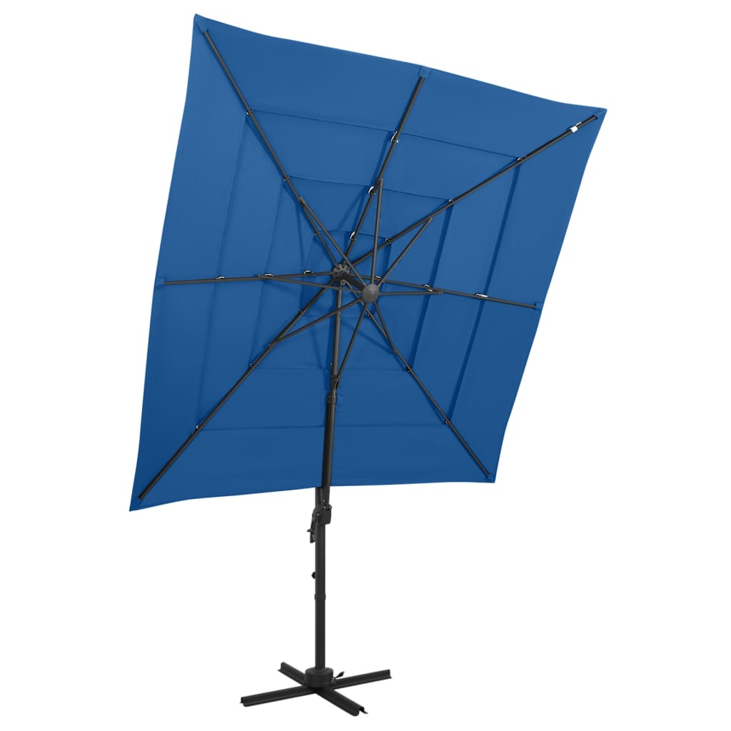 foto del prodotto ombrellone a 4 livelli con palo in alluminio azzurro 250x250 m