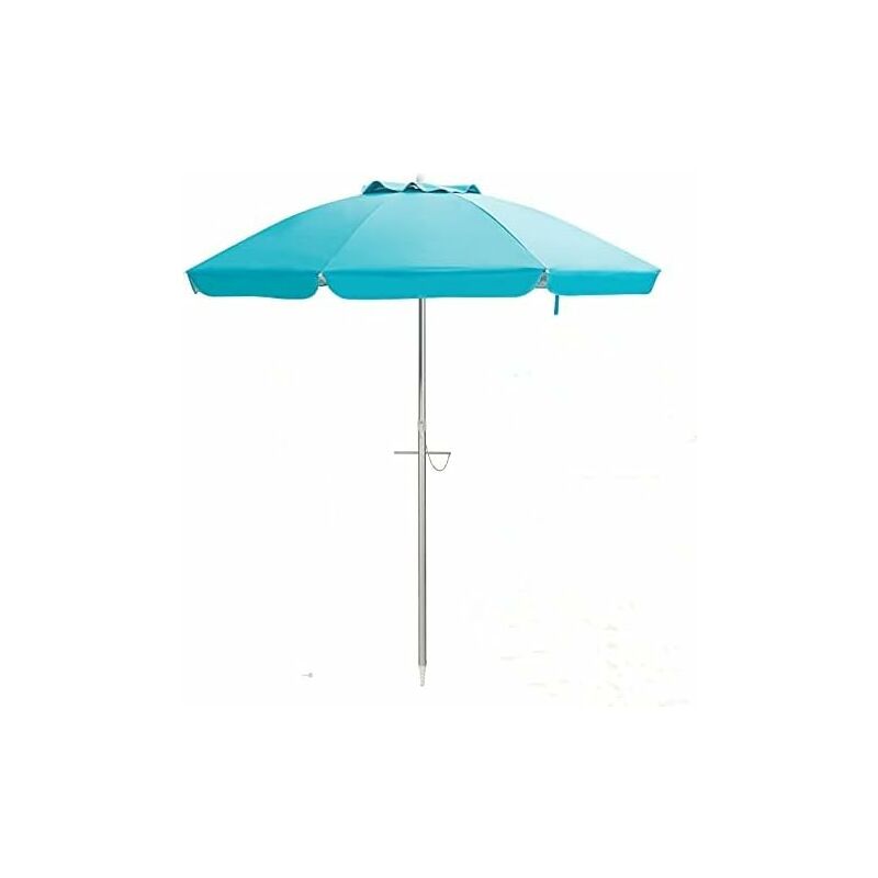 foto del prodotto ombrellone a 8 stecche in fibra di vetro da giardino o spiaggia, ombrellone da mare con palo in alluminio, con borsa di trasporto blu goplus
