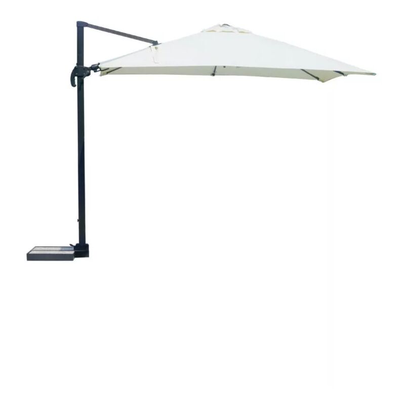 foto del prodotto ombrellone a braccio basculante quadrato solaria california in alluminio antracite ecru 3x3 mt