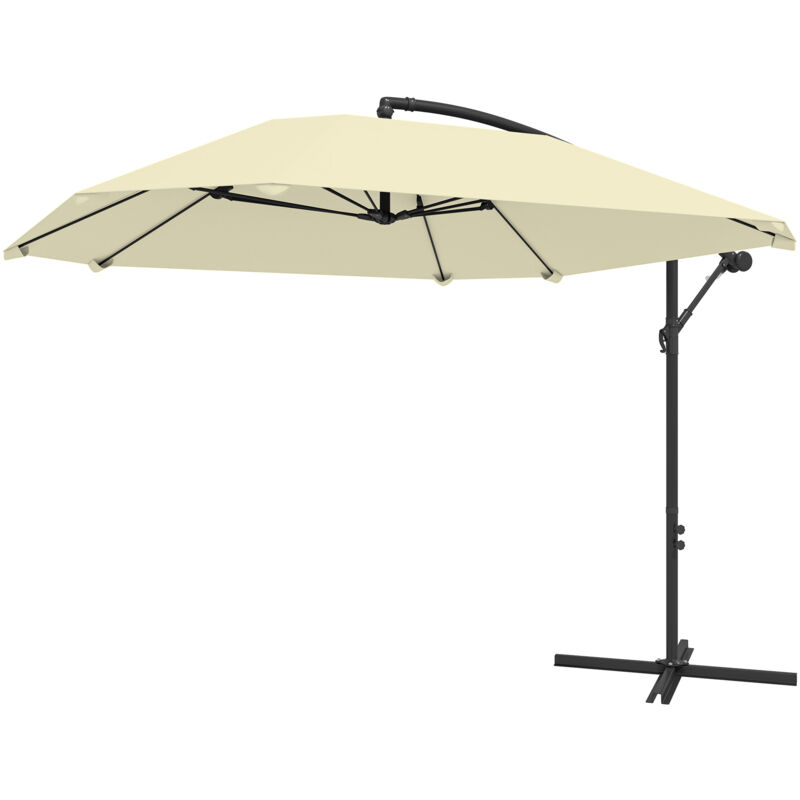 foto del prodotto ombrellone a braccio con copertura regolabile e base a croce crema outsunny