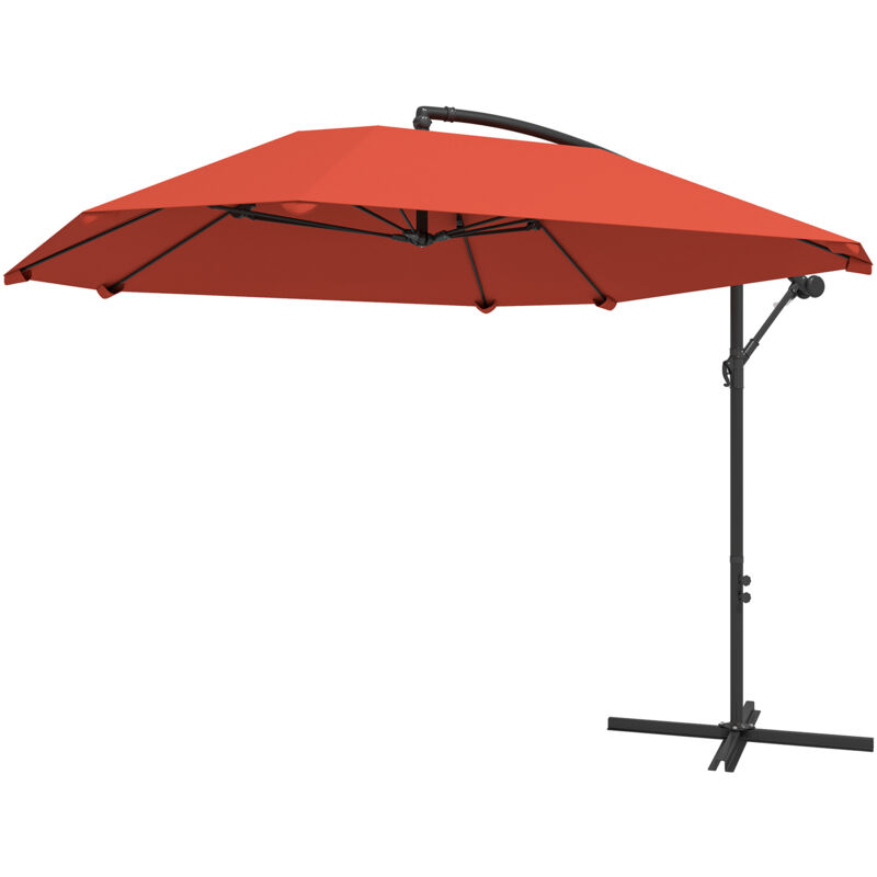 foto del prodotto ombrellone a braccio con copertura regolabile e base a croce rosso outsunny