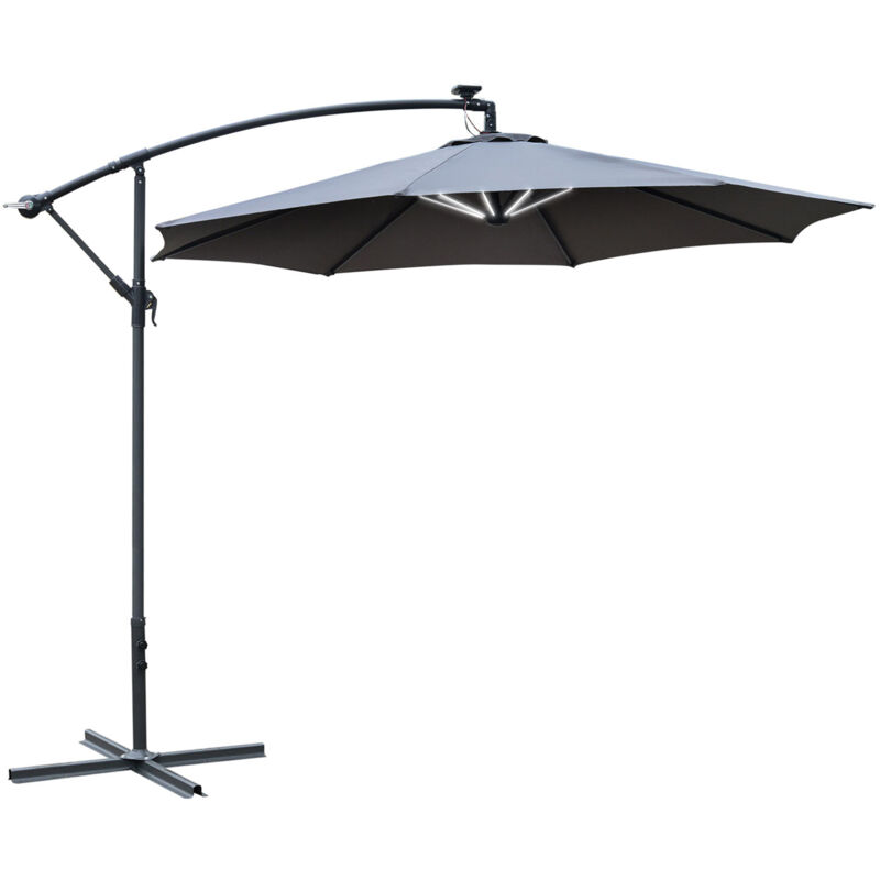 foto del prodotto ombrellone a braccio con manovella e 8 strisce led 3x2.5 m outsunny