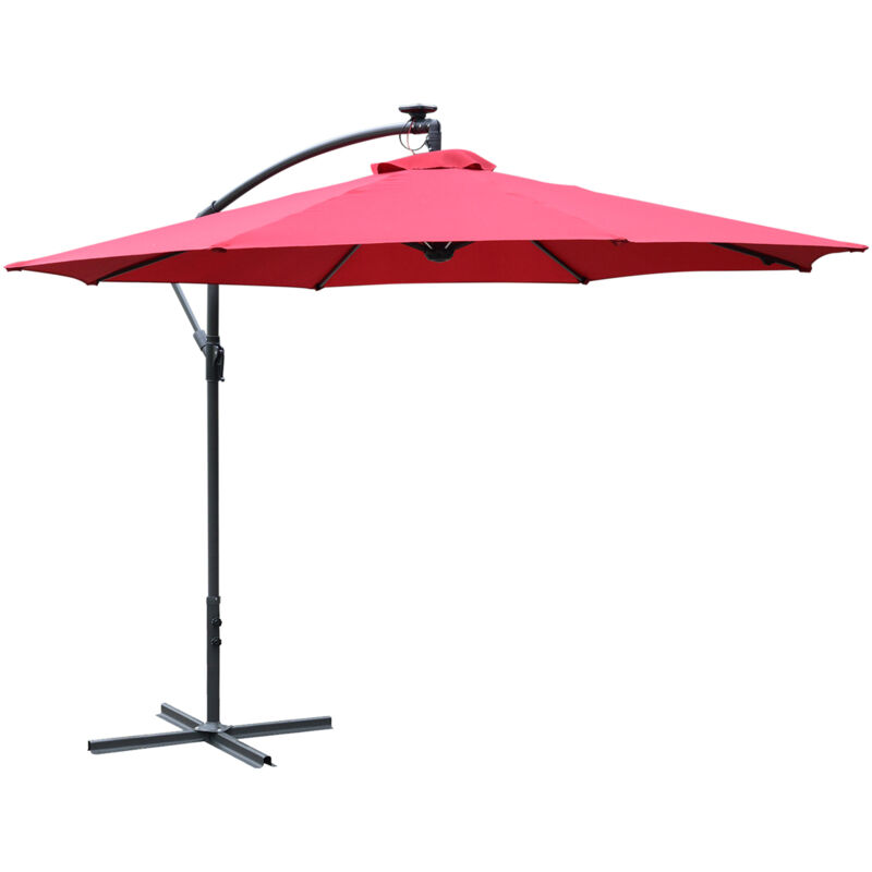 foto del prodotto ombrellone a braccio con manovella e 8 strisce led 3x2.5 m outsunny
