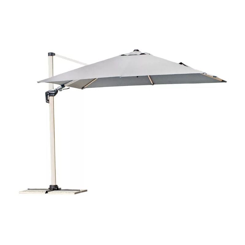 foto del prodotto ombrellone a braccio quadrato solaria in alluminio bianco e grigio 3x3 mt