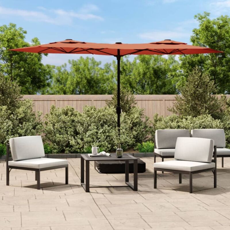 foto del prodotto ombrellone a doppia testa con led terracotta 316x240 cm vidaxl 101877