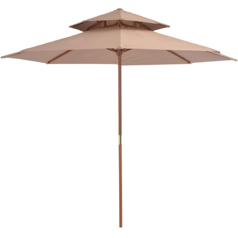 foto del prodotto ombrellone a due livelli con palo in legno 270 cm grigio talpa vidaxl 726533