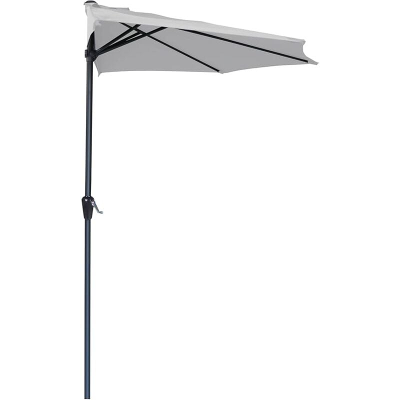 foto del prodotto ombrellone a mezzaluna 270x133x230h cm grigio da parete acciaio