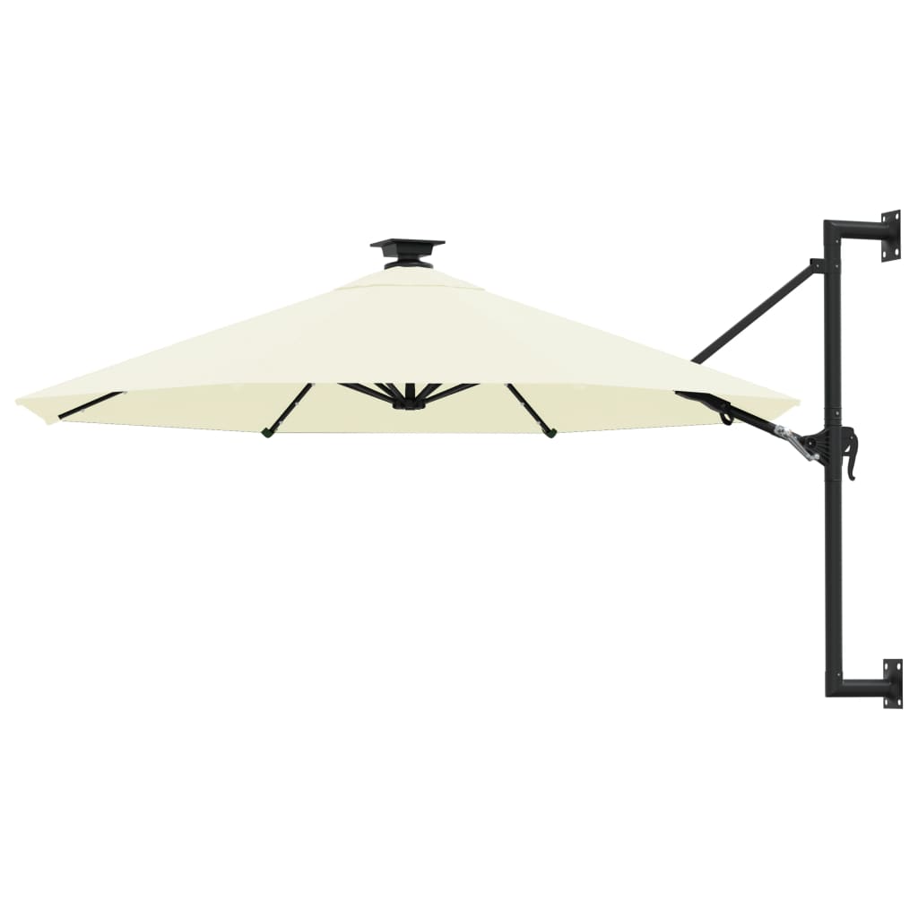 foto del prodotto ombrellone a muro con led e palo in metallo 300 cm sabbia cod mxl 64061