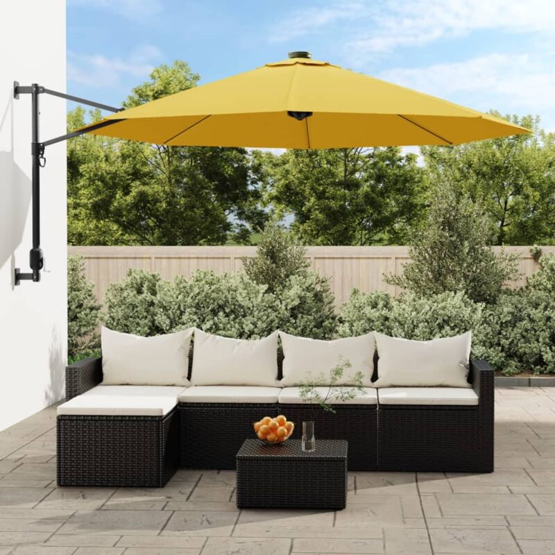 foto del prodotto ombrellone a parete con led giallo 290 cm vidaxl 629613
