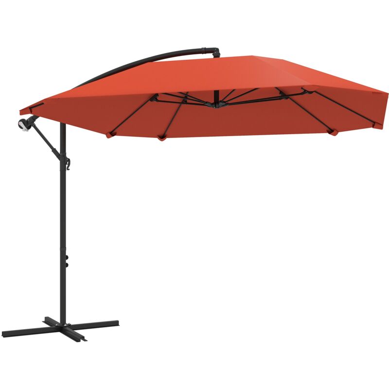 foto del prodotto ombrellone a sbalzo 260x304x245 cm base a croce in metallo e poliestere rosso ruggine
