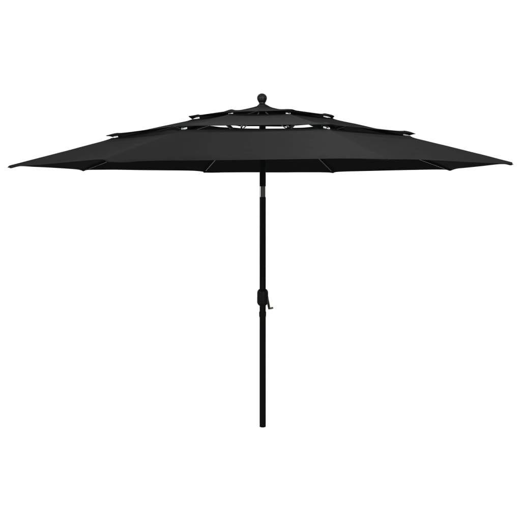 foto del prodotto ombrellone a sbalzo 3 livelli palo alluminio 3,5 m nero vidaxl