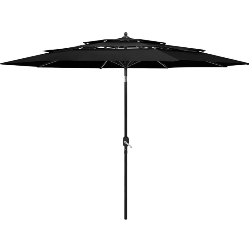 foto del prodotto ombrellone a sbalzo 3 livelli palo alluminio 3 m nero vidaxl