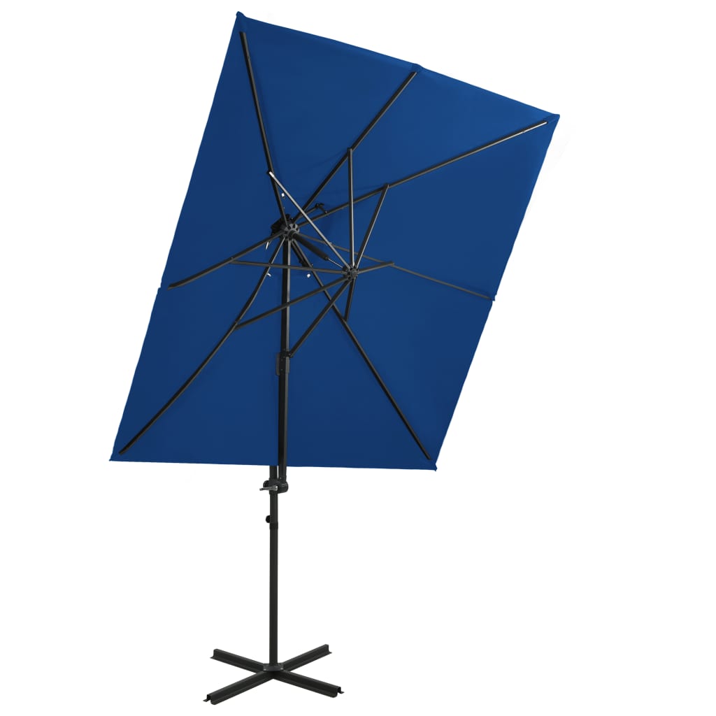 foto del prodotto ombrellone a sbalzo con doppia copertura 250x250 cm azzurro