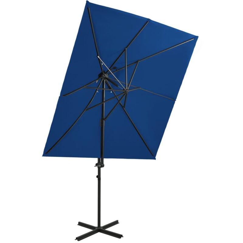foto del prodotto ombrellone a sbalzo con doppia copertura 250x250 cm blu vidaxl