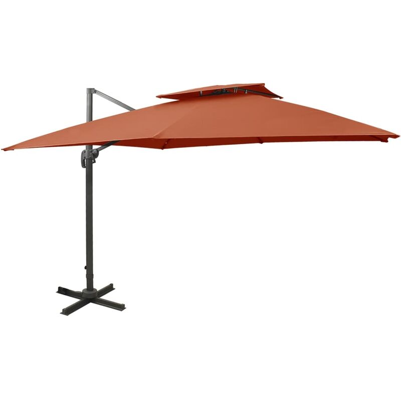 foto del prodotto ombrellone a sbalzo con doppia copertura 300x300 cm terracotta vidaxl