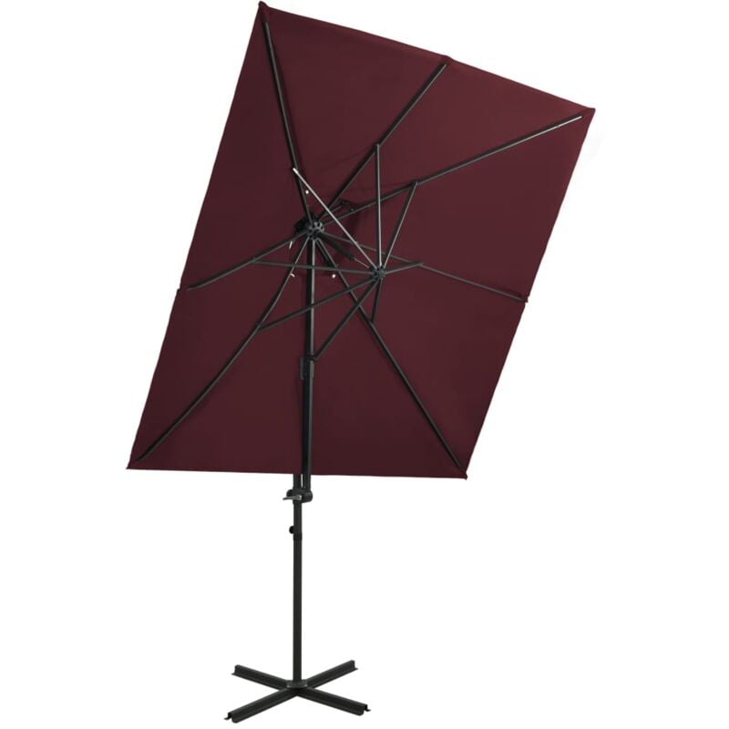 foto del prodotto ombrellone a sbalzo con led 250x250 cm bordeaux vidaxl