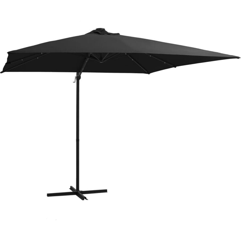 foto del prodotto ombrellone a sbalzo con led e palo in acciaio 250x250 cm nero vidaxl 371358