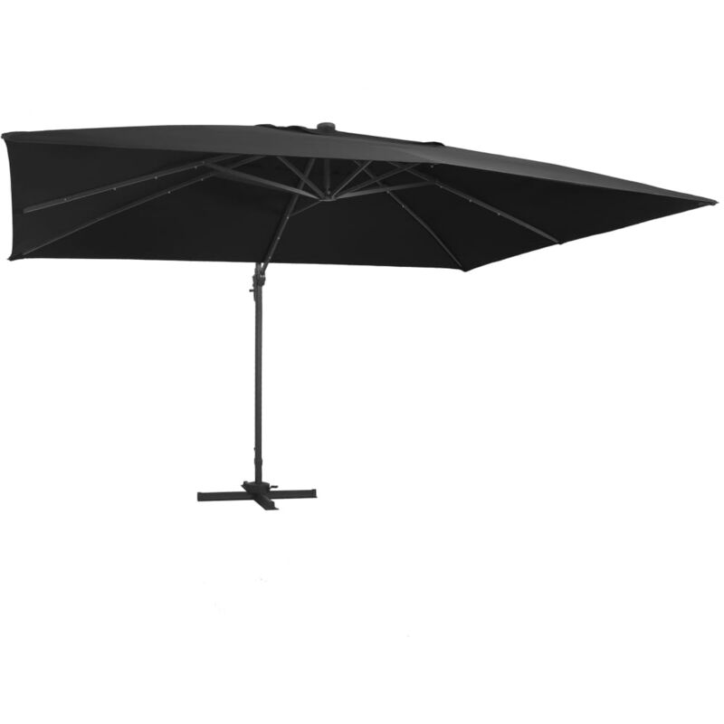 foto del prodotto ombrellone a sbalzo con led palo in alluminio 400x300 cm nero vidaxl