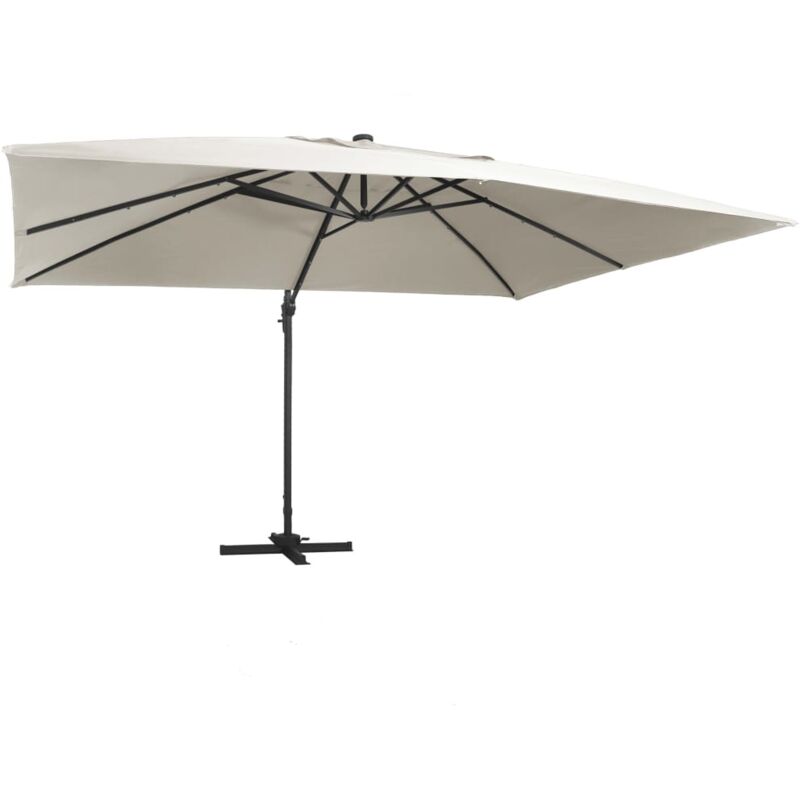 foto del prodotto ombrellone a sbalzo con led palo in alluminio 400x300 cm sabbia vidaxl