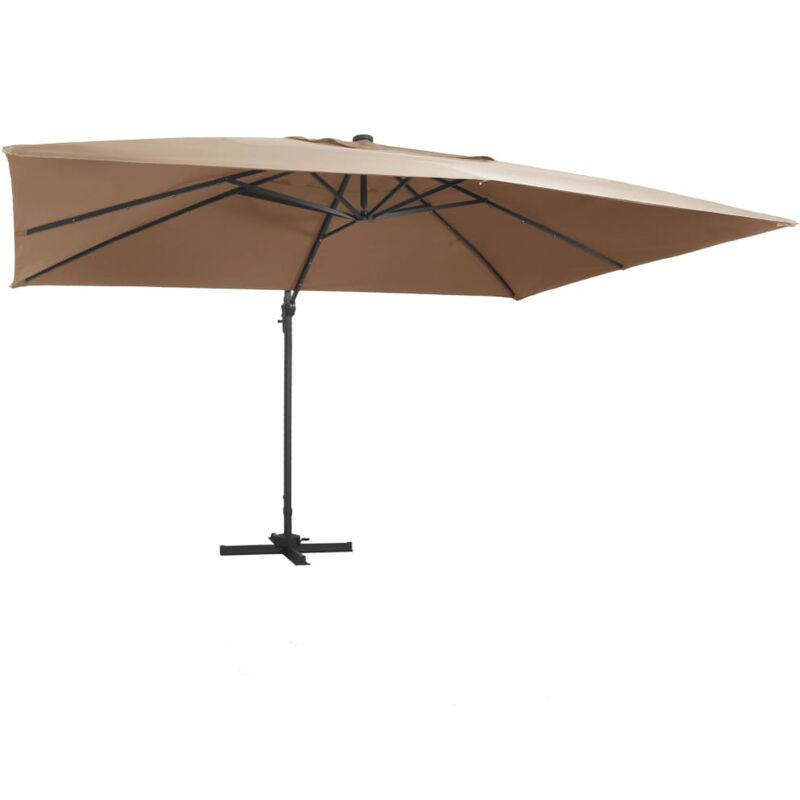 foto del prodotto ombrellone a sbalzo con led palo in alluminio 400x300cm tortora vidaxl