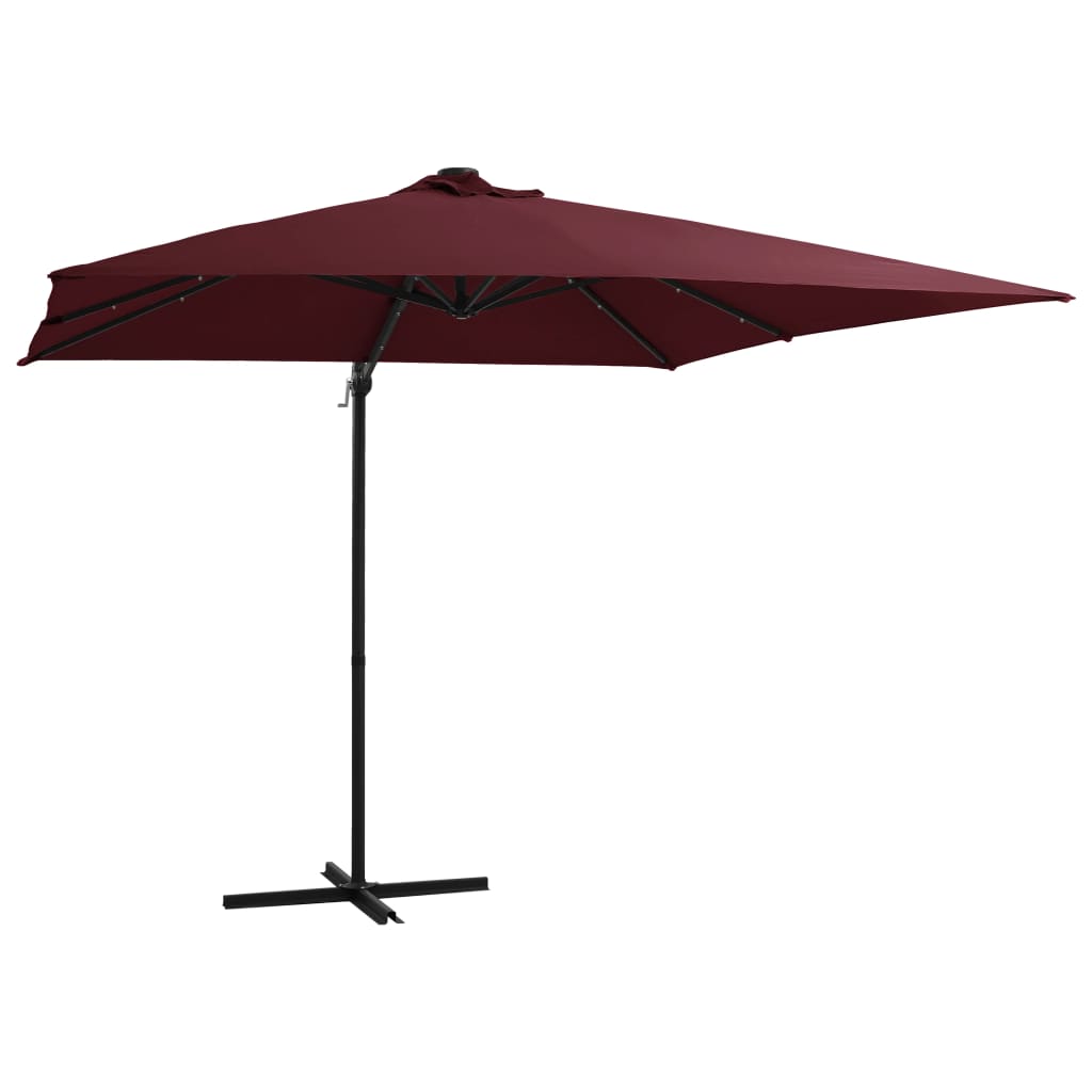 foto del prodotto ombrellone a sbalzo con luci led 250x250 cm rosso bord 