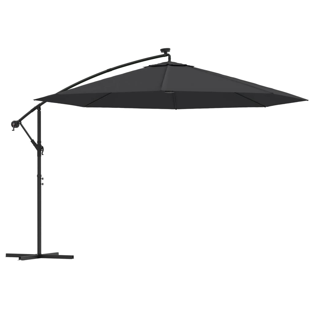 foto del prodotto ombrellone a sbalzo con luci led nero 350 cm cod mxl 55787