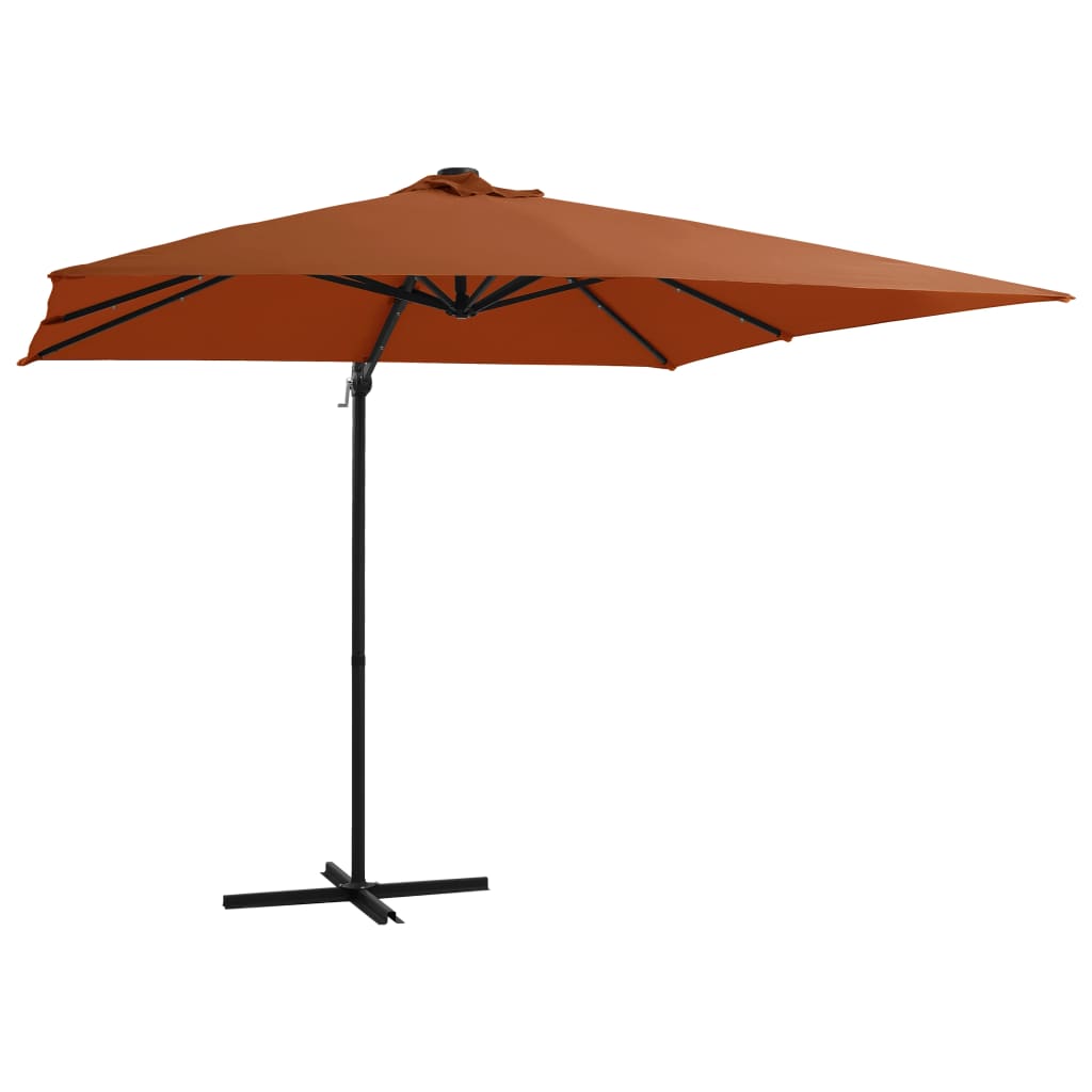foto del prodotto ombrellone a sbalzo con luci led terracotta 250x250 cm
