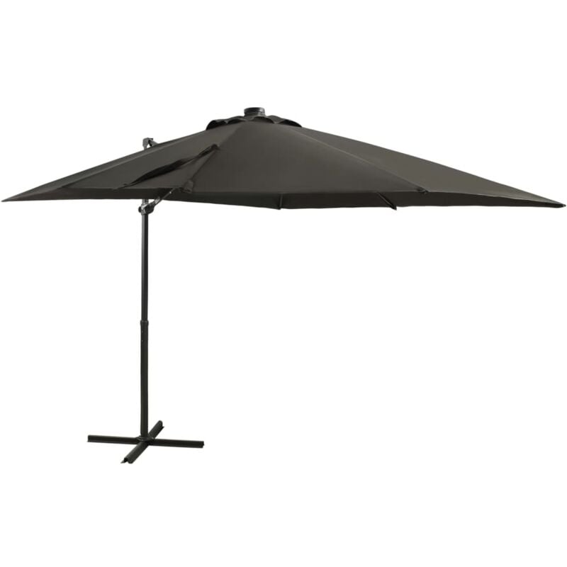 foto del prodotto ombrellone a sbalzo con palo e luci a led antracite 250 cm