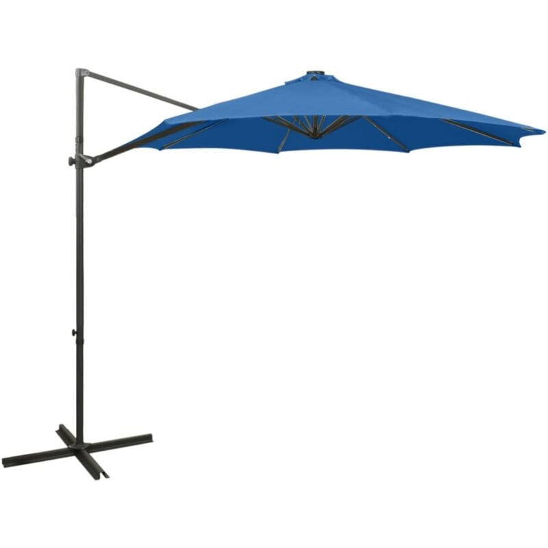 foto del prodotto ombrellone a sbalzo con palo e luci a led azzurro 300 cm vidaxl 384406