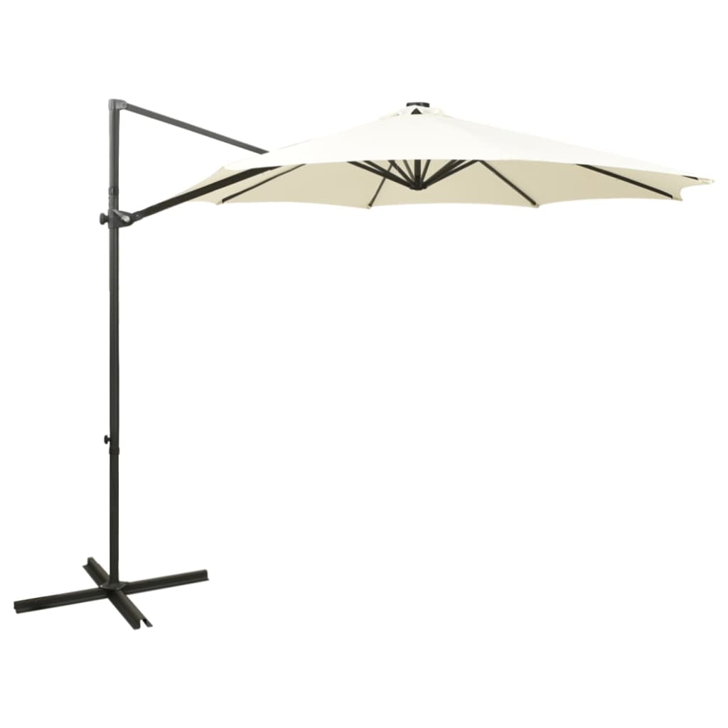 foto del prodotto ombrellone a sbalzo con palo e luci a led sabbia 300 cm da giardino cod mxl 29595