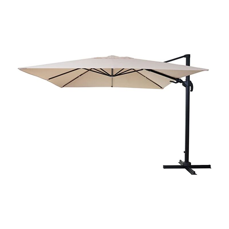 foto del prodotto ombrellone catering 3x3m (ø4,24m) girevole, poliestere alluminio/acciaio 23kg crema senza base 040003290