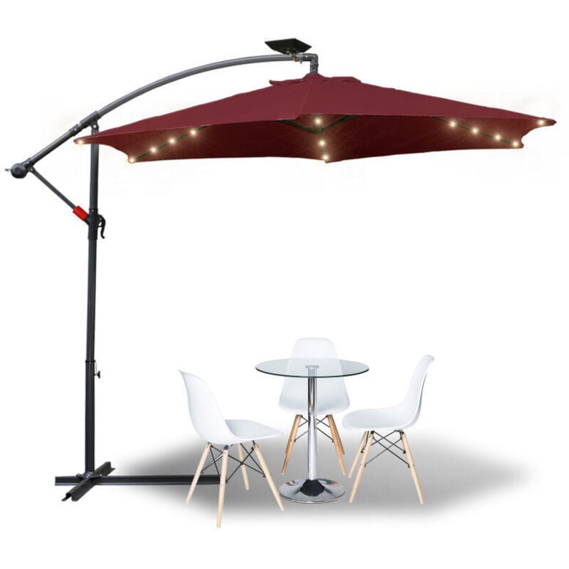 foto del prodotto ombrellone con led 300 cm ombrellone da spiaggia ombrellone da giardino ombrellone da patio rotondo uv30 , rosso swanew