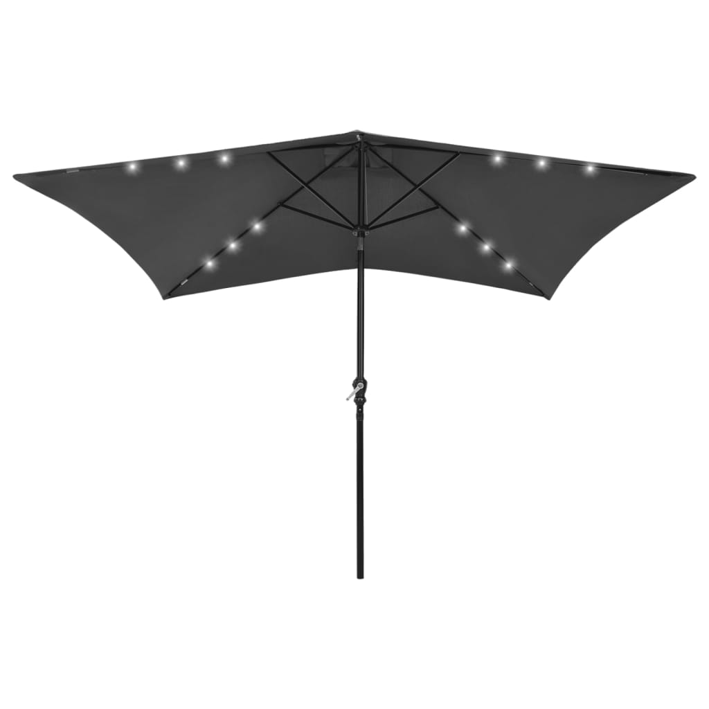foto del prodotto ombrellone con led e palo in acciaio 2 x 3 m antracite 02 0008066