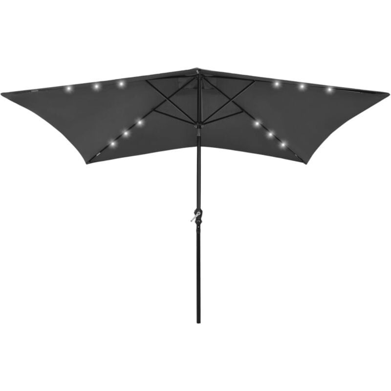 foto del prodotto ombrellone con led e palo in acciaio 2 x 3 m antracite
