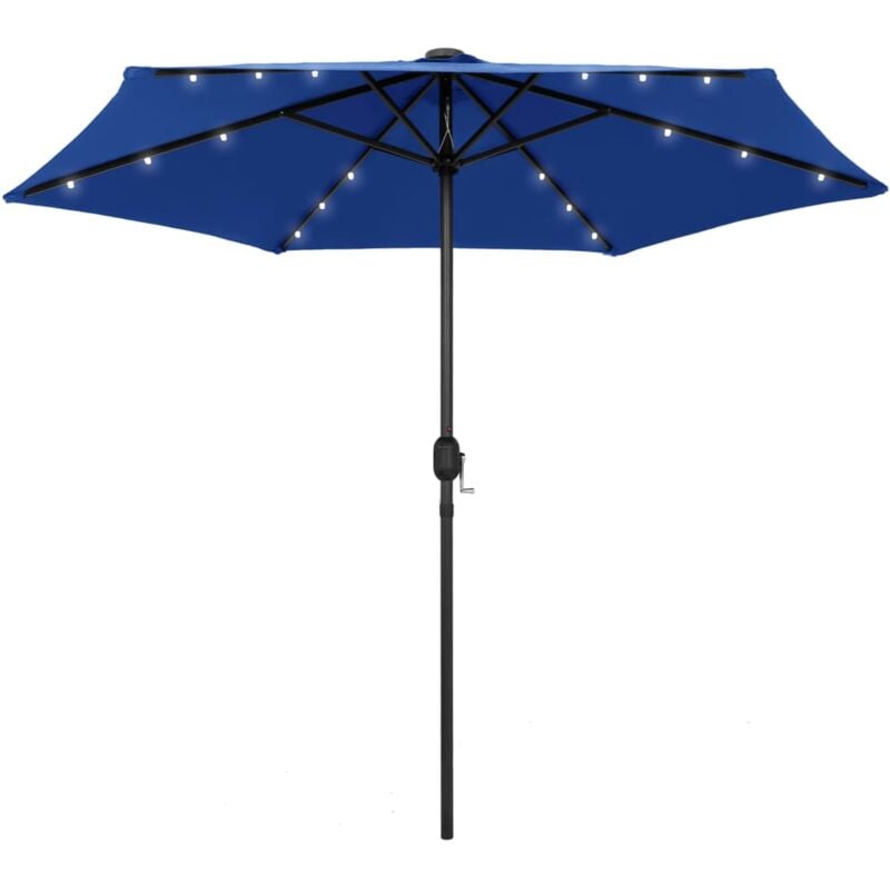 foto del prodotto ombrellone con luci a led e palo alluminio 270 cm azzurro vidaxl