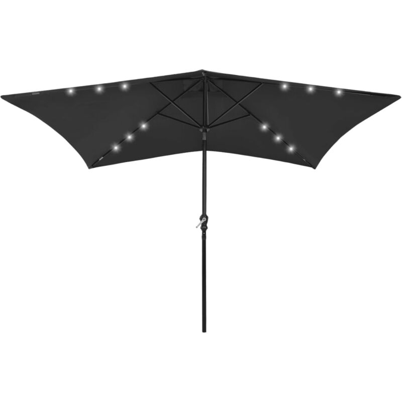 foto del prodotto ombrellone da esterni con led e palo in acciaio nero 2x3 m