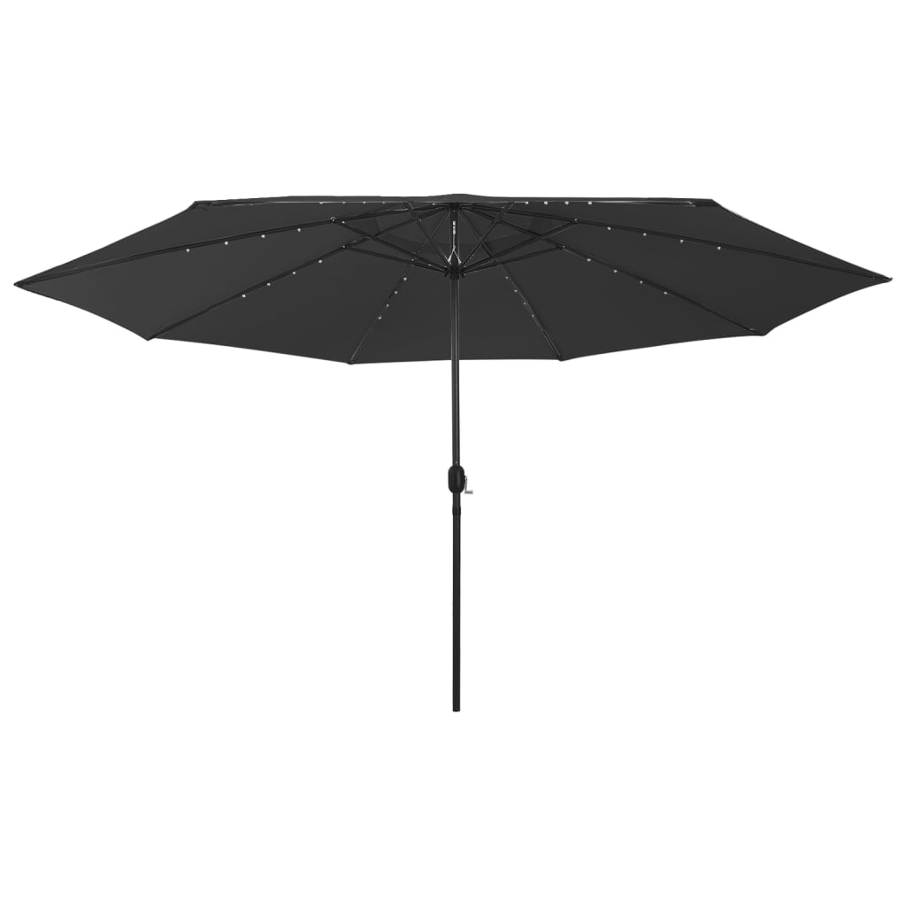 foto del prodotto ombrellone da esterni con led e palo in metallo 400 cm nero cod mxl 56064