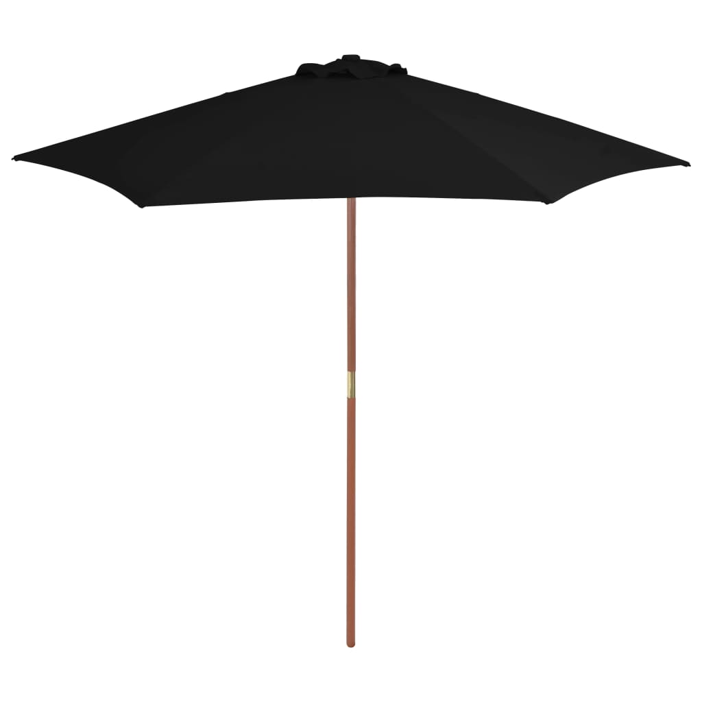 foto del prodotto ombrellone da esterni con palo in legno 270 cm nero cod mxl 18152