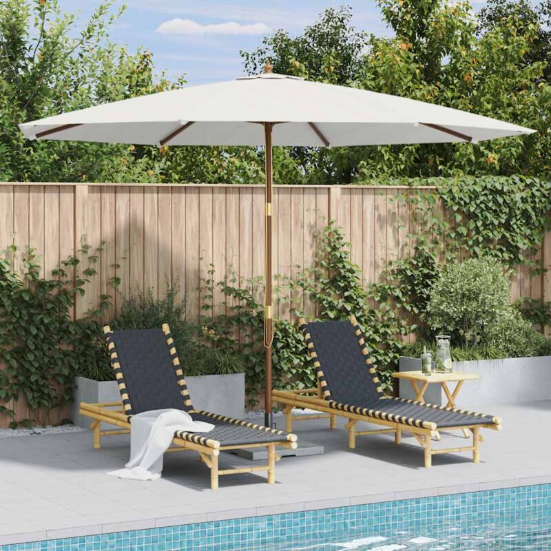 foto del prodotto ombrellone da esterni con palo in legno 350 cm bianco sabbia cod mxl 60596