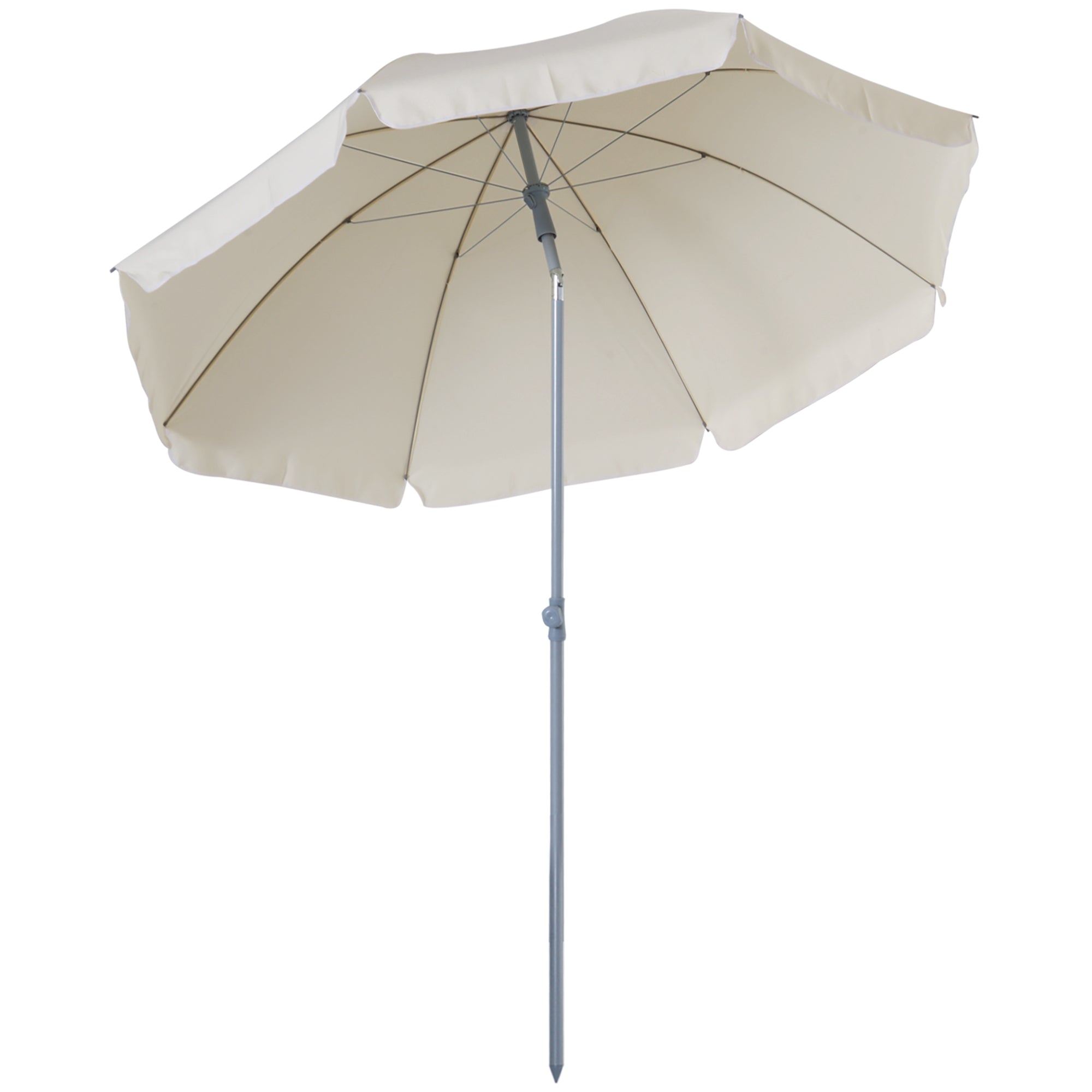 foto del prodotto ombrellone da giardino 2,2 m palo 28 mm in metallo tettuccio inclinabile bianco crema