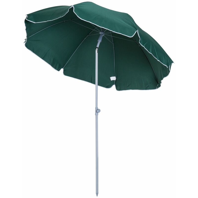 foto del prodotto ombrellone da giardino 2,2 m palo 28 mm in metallo tettuccio inclinabile verde scuro