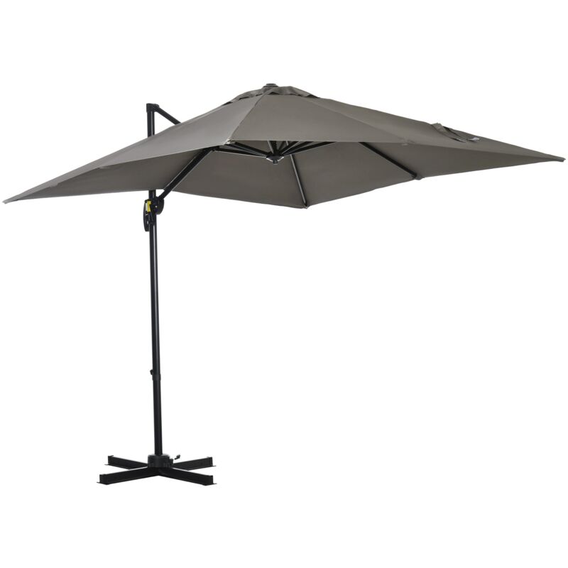 foto del prodotto ombrellone da giardino 2.5x2.5 m con rotazione 360 e parasole regolabile a manovella grigio chiaro